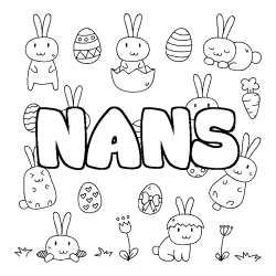 Coloriage pr&eacute;nom NANS - d&eacute;cor Paques