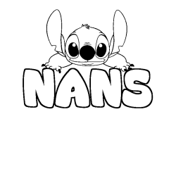 Coloriage prénom NANS - décor Stitch