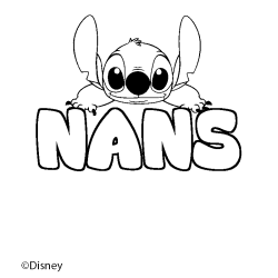 Coloriage pr&eacute;nom NANS - d&eacute;cor Stitch