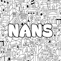 Coloriage prénom NANS - décor Ville