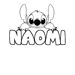 Coloriage prénom NAOMI - décor Stitch