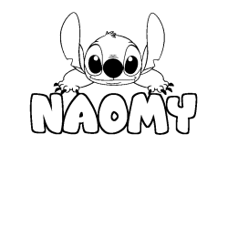 Coloriage prénom NAOMY - décor Stitch