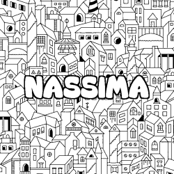Coloriage NASSIMA - d&eacute;cor Ville