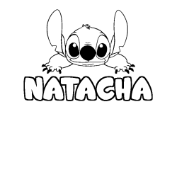 Coloriage prénom NATACHA - décor Stitch