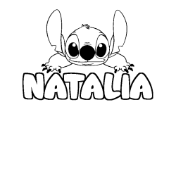 Coloriage prénom NATALIA - décor Stitch