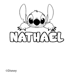 Coloriage pr&eacute;nom NATHA&Euml;L - d&eacute;cor Stitch