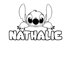 Coloriage prénom NATHALIE - décor Stitch