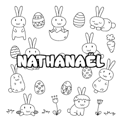 Coloriage pr&eacute;nom NATHANA&Euml;L - d&eacute;cor Paques