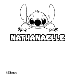 Coloriage pr&eacute;nom NATHANAELLE - d&eacute;cor Stitch