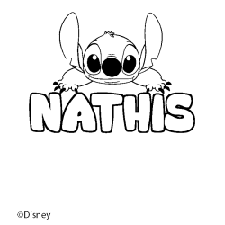 Coloriage pr&eacute;nom NATHIS - d&eacute;cor Stitch