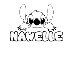 Coloriage prénom NAWELLE - décor Stitch
