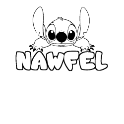 Coloriage prénom NAWFEL - décor Stitch