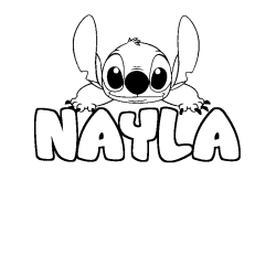 Coloriage prénom NAYLA - décor Stitch