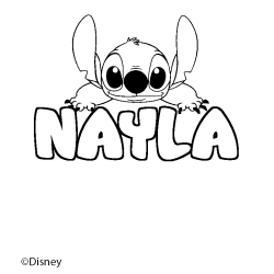 Coloriage pr&eacute;nom NAYLA - d&eacute;cor Stitch