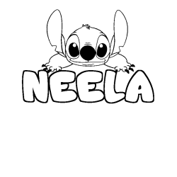 Coloriage prénom NEELA - décor Stitch