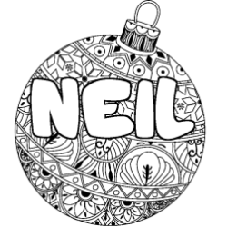 Coloriage prénom NEIL - décor Boule de Noël