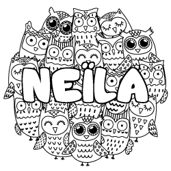 Coloriage NE&Iuml;LA - d&eacute;cor Chouettes