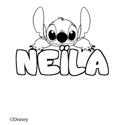 Coloriage pr&eacute;nom NE&Iuml;LA - d&eacute;cor Stitch