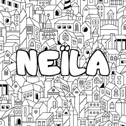 Coloriage NE&Iuml;LA - d&eacute;cor Ville