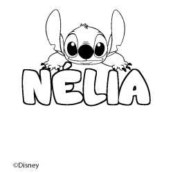 Coloriage pr&eacute;nom N&Eacute;LIA - d&eacute;cor Stitch