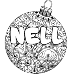Coloriage pr&eacute;nom NELL - d&eacute;cor Boule de No&euml;l