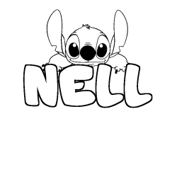 Coloriage prénom NELL - décor Stitch