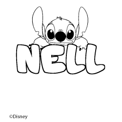 Coloriage pr&eacute;nom NELL - d&eacute;cor Stitch