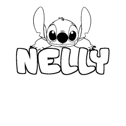 Coloriage prénom NELLY - décor Stitch