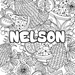 Coloriage NELSON - d&eacute;cor Mandala fruits