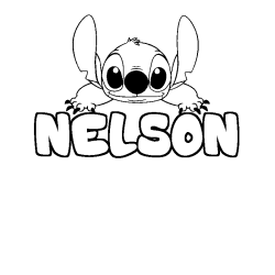Coloriage prénom NELSON - décor Stitch