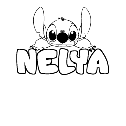Coloriage prénom NELYA - décor Stitch