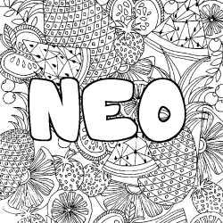 Coloriage NEO - d&eacute;cor Mandala fruits