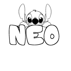Coloriage prénom NEO - décor Stitch