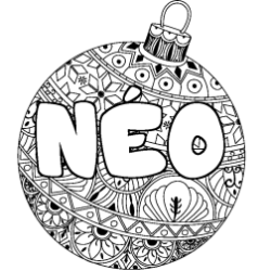 Coloriage prénom NÉO - décor Boule de Noël