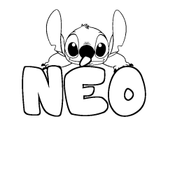 Coloriage prénom NÉO - décor Stitch