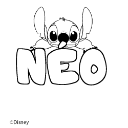 Coloriage pr&eacute;nom N&Eacute;O - d&eacute;cor Stitch