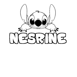 Coloriage prénom NESRINE - décor Stitch