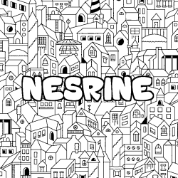 Coloriage NESRINE - d&eacute;cor Ville