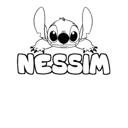 Coloriage prénom NESSIM - décor Stitch
