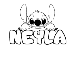 Coloriage prénom NEYLA - décor Stitch