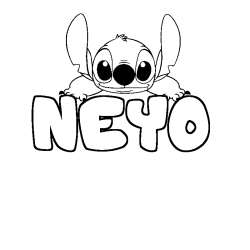 Coloriage prénom NEYO - décor Stitch