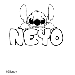Coloriage pr&eacute;nom NEYO - d&eacute;cor Stitch