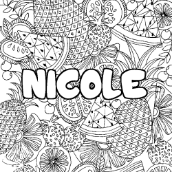 Coloriage NICOLE - d&eacute;cor Mandala fruits