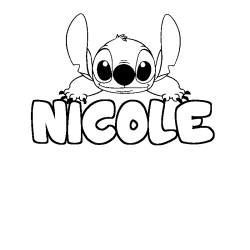 Coloriage prénom NICOLE - décor Stitch