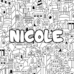 Coloriage NICOLE - d&eacute;cor Ville