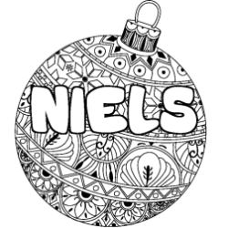 Coloriage prénom NIELS - décor Boule de Noël