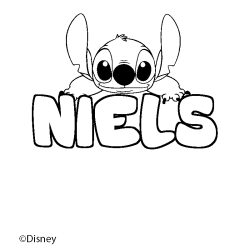 Coloriage pr&eacute;nom NIELS - d&eacute;cor Stitch