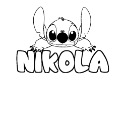 Coloriage prénom NIKOLA - décor Stitch