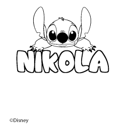 Coloriage pr&eacute;nom NIKOLA - d&eacute;cor Stitch