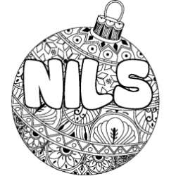Coloriage prénom NILS - décor Boule de Noël
